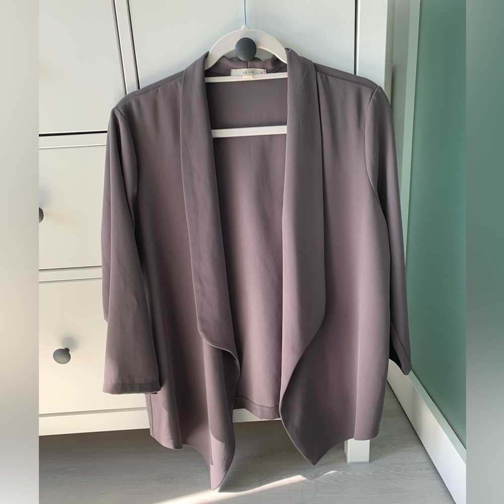 Le Lis Taupe Drape Front Blazer